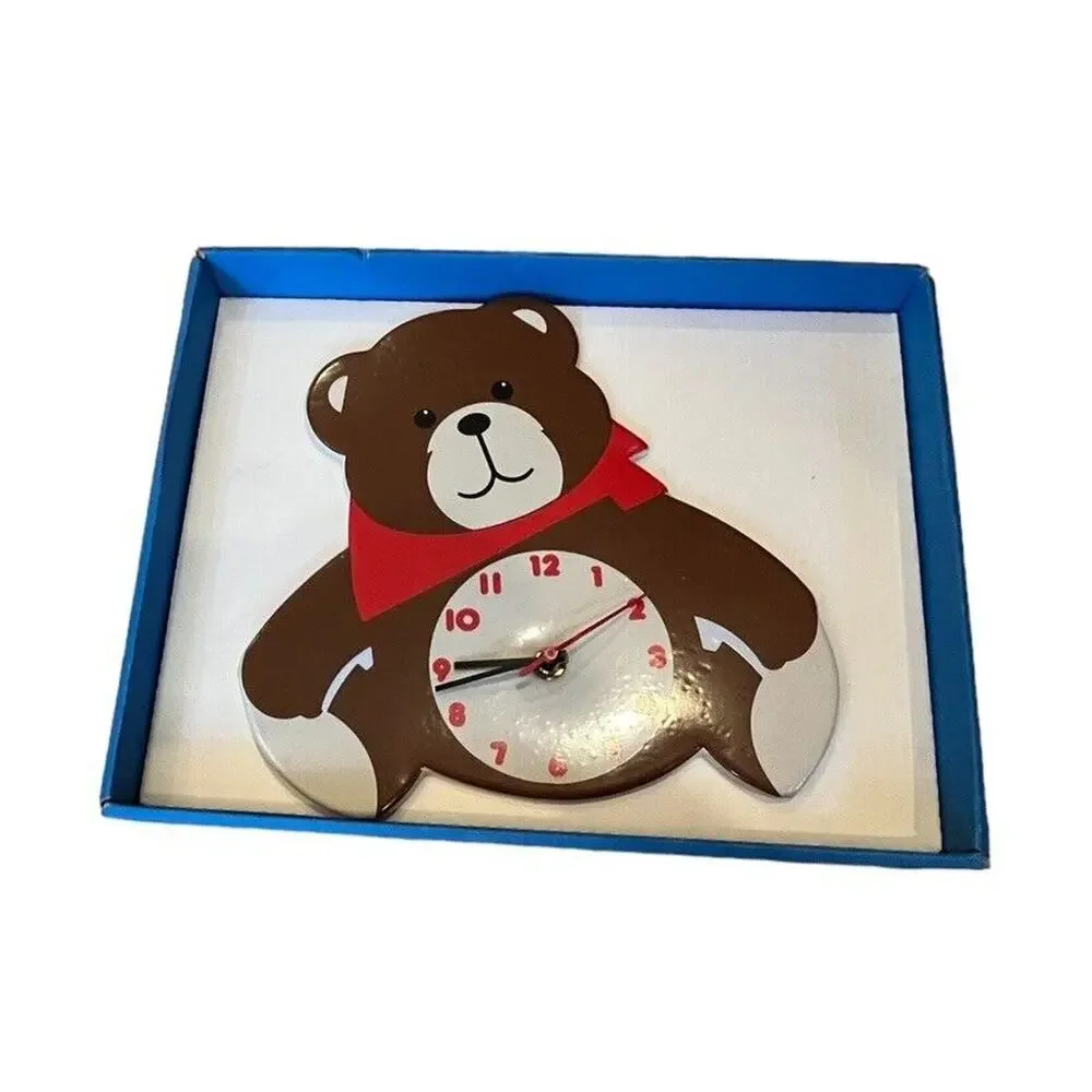 Vintage Small World Greetings Time Wall Clock Teddy Bear Retro 10” Novelty